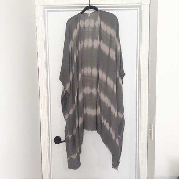 Charming Charlie Gray Boho Tie Dye Tunic Open Front Cardigan OS Festival Hippie - Picture 1 of 13
